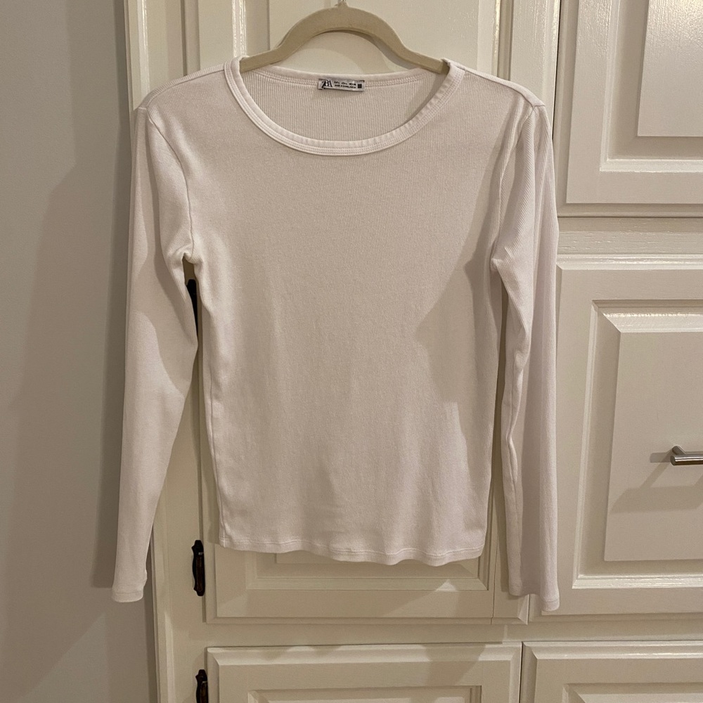 Zara white long sleeve Tee